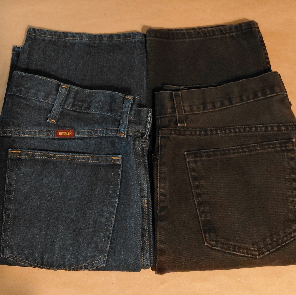 2 Jeans Mens Set Of George Black Jeans & Rustler Jeans Both 34x29 Never Worn - Picture 5 of 5